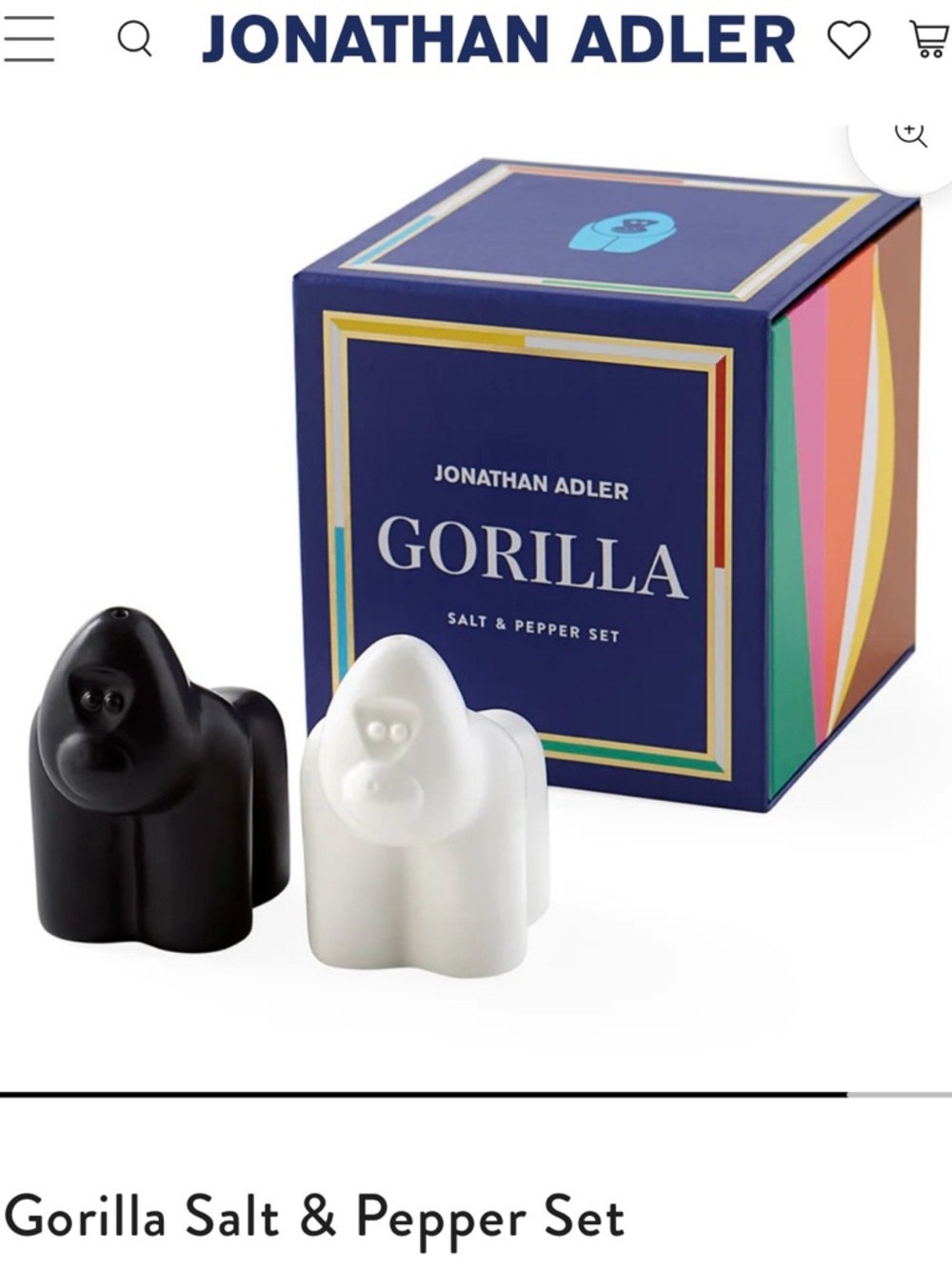 Jonathan Adler NWT Gorilla Salt & Pepper Boxed Set
